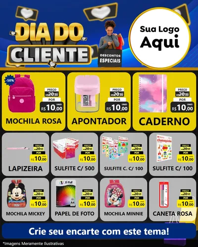 Modelo de Rede Social para Feed Instagram com o tema Dia Do Cliente para Papelaria