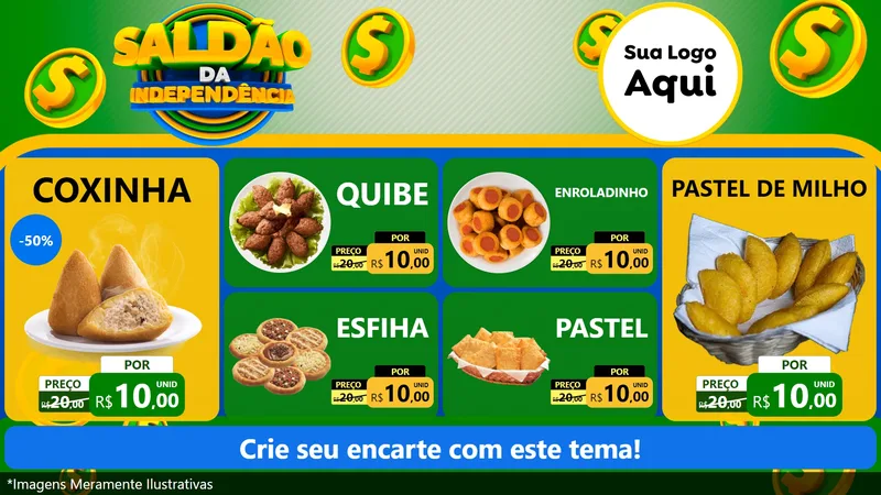 Modelo de TV para TV Horizontal com o tema Saldão da Indepêndencia para Salgadaria