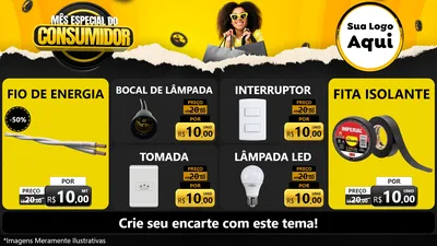 Modelo de TV para TV Horizontal com o tema Mês Especial do Consumidor para Materiais Elétricos