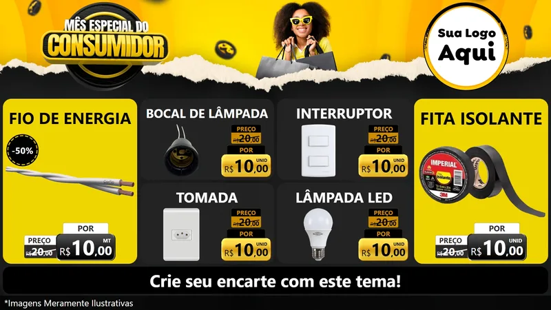 Modelo de TV para TV Horizontal com o tema Mês Especial do Consumidor para Materiais Elétricos