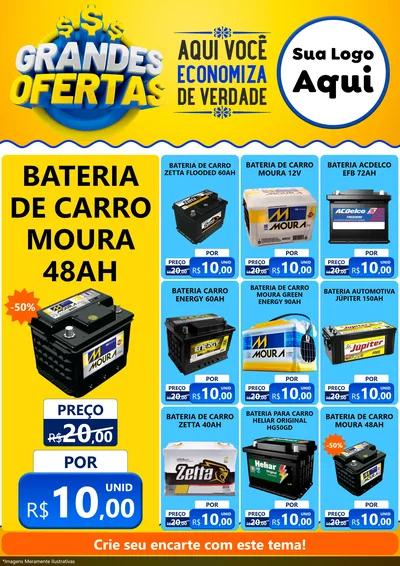 Modelo de Encarte para Encarte A4 Vertical com o tema Grandes Ofertas para Baterias Elétricas