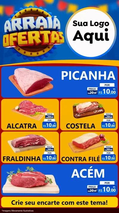 Modelo de TV para TV Vertical com o tema Arraiá de Ofertas - Junina para Açougue