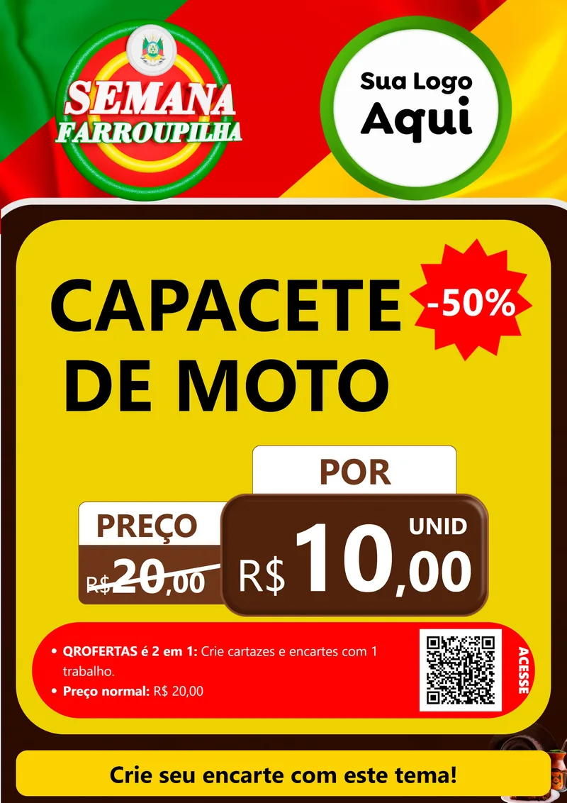 Modelo de Cartaz para Cartaz A4 Vertical com o tema Semana Farroupilha para Moto peças