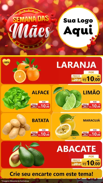 Modelo de TV para TV Vertical com o tema Semana das Mães para Hortifrúti