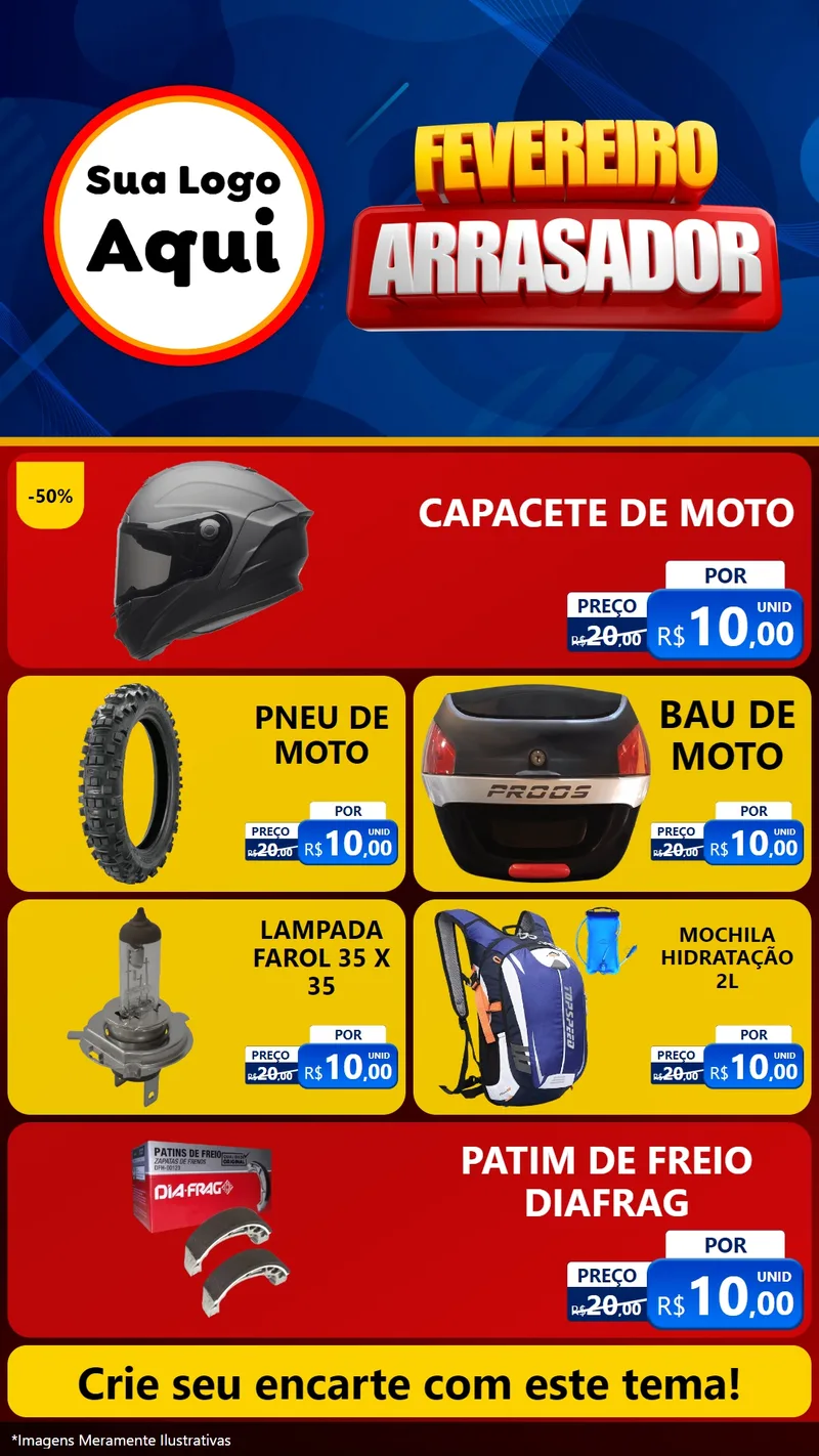 Modelo de TV para TV Vertical com o tema Fevereiro Arrasador para Moto peças