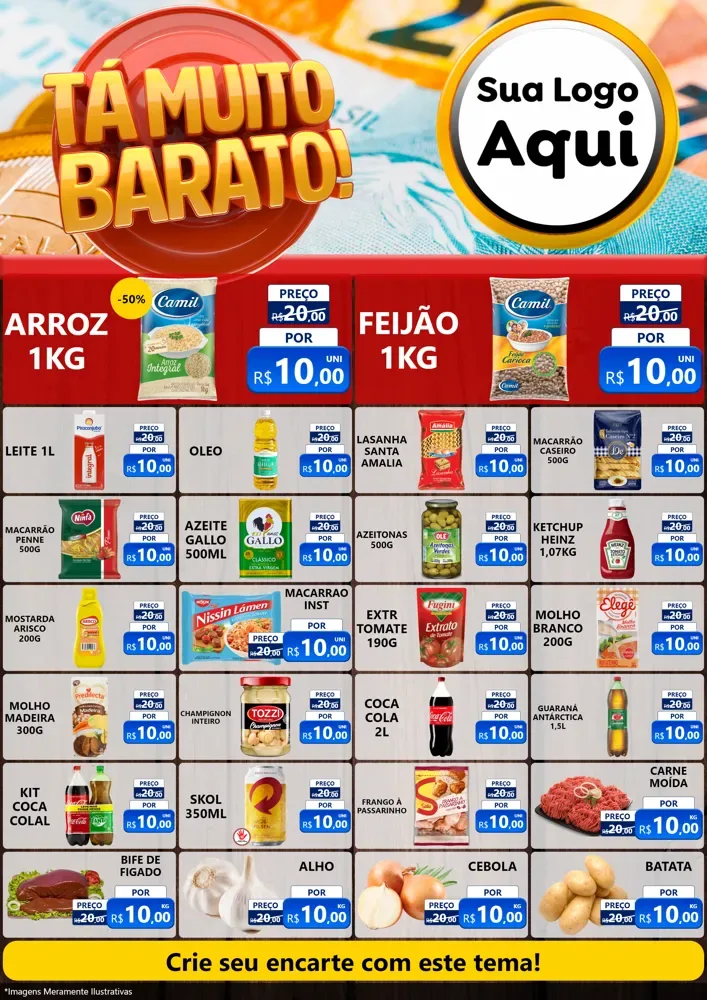 Modelo de Encarte para Encarte A4 Vertical com o tema Está Muito Barato para Supermercado