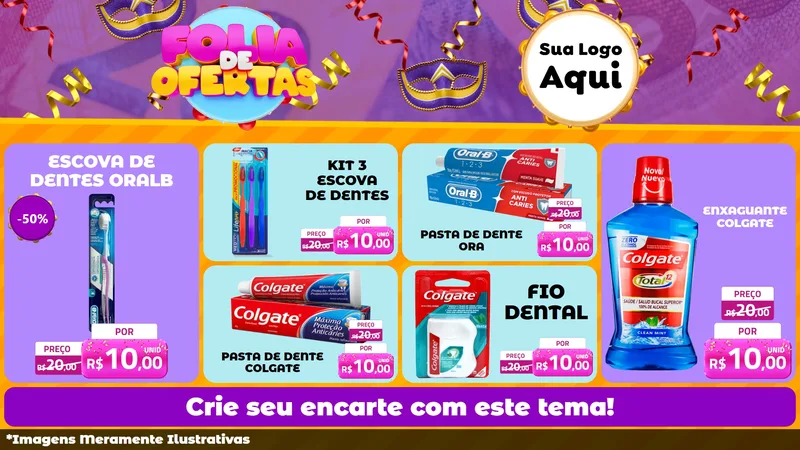 Modelo de TV para TV Horizontal com o tema Folia de Ofertas para Higiene Pessoal