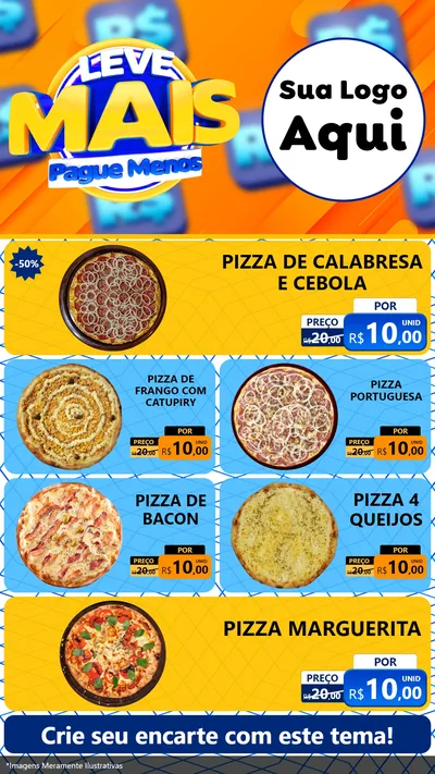 Modelo de TV para TV Vertical com o tema Leve Mais, Pague Menos para Pizzaria