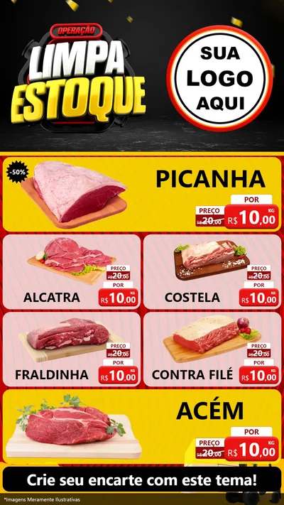 Modelo de TV para TV Vertical com o tema Operação Limpa Estoque para Açougue