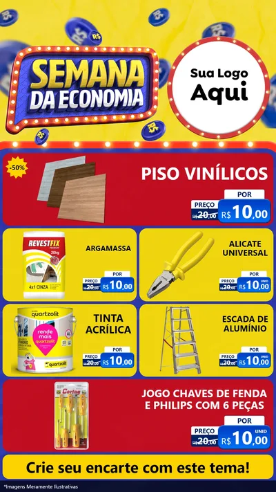 Modelo de TV para TV Vertical com o tema Semana da Economia para Material para Construção