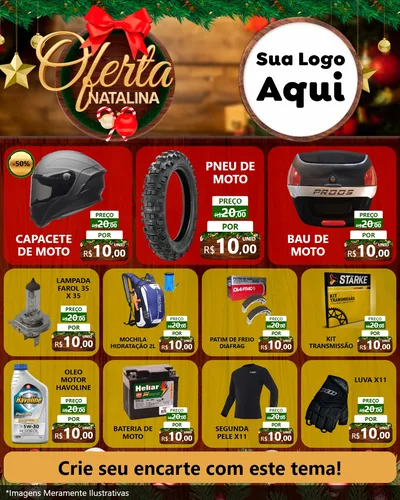 Modelo de Rede Social para Feed Instagram com o tema Ofertas Natalina para Moto peças