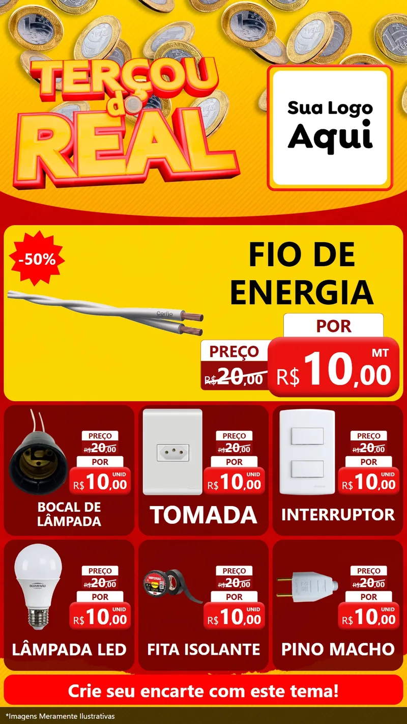 Modelo de Rede Social para Stories com o tema Terçou do Real para Materiais Elétricos