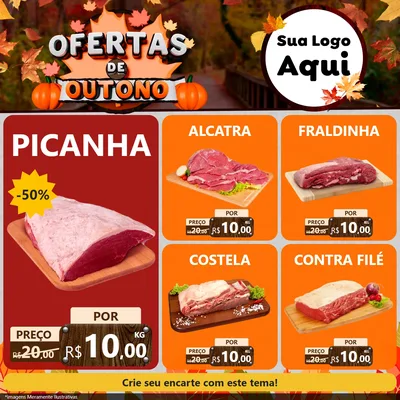 Modelo de Rede Social para Feed Facebook com o tema Ofertas de Outono para Açougue