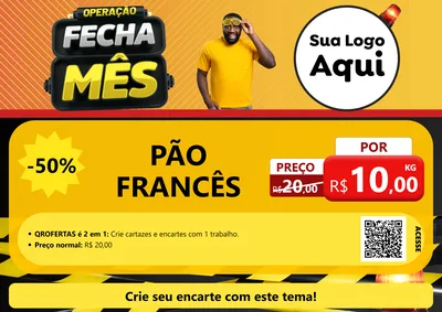 Modelo de Cartaz para Cartaz A4 Horizontal com o tema Operação Fecha Mês para Padaria
