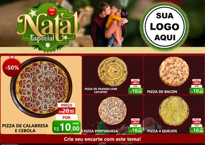 Modelo de Encarte para Encarte A4 Horizontal com o tema Natal Especial para Pizzaria