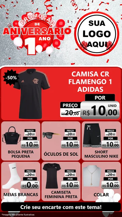 Modelo de Rede Social para Stories com o tema Promoção de Aniversário - 1 Ano para Roupas e acessórios