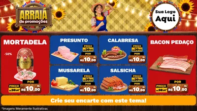 Modelo de TV para TV Horizontal com o tema Arraiá de Promoções para Frios e Laticínios