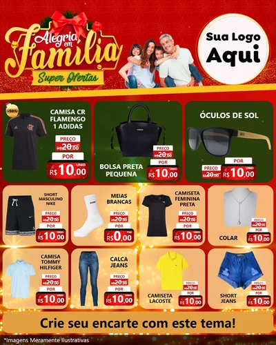 Modelo de Rede Social para Feed Instagram com o tema Alegria em Família Super Ofertas - Natal para Roupas e acessórios