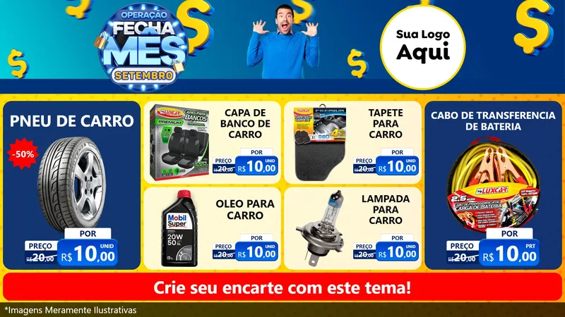 Modelo de TV para TV Horizontal com o tema Operação Fecha Mês Setembro para Auto peças