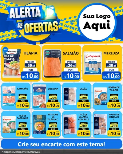 Modelo de Rede Social para Feed Instagram com o tema Alerta de Ofertas para Peixaria