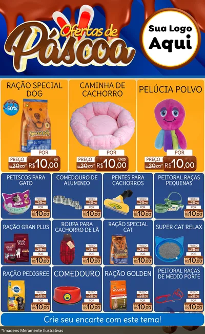 Modelo de Encarte para Encarte Grande com o tema Ofertas de Páscoa para Pet Shop