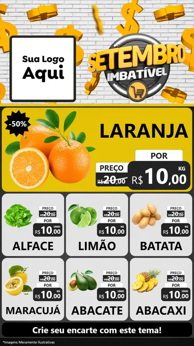 Modelo de Rede Social para Stories com o tema Setembro Imbatível para Hortifrúti