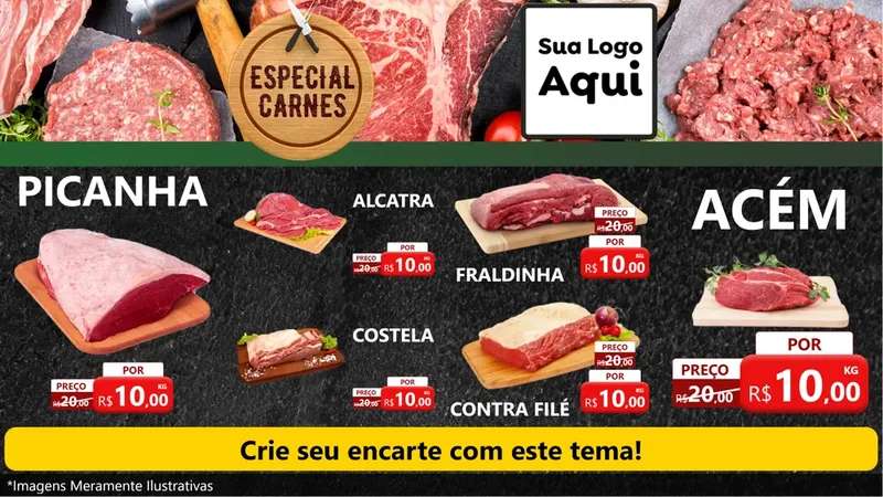 Modelo de TV para TV Horizontal com o tema Especial Carnes para Açougue