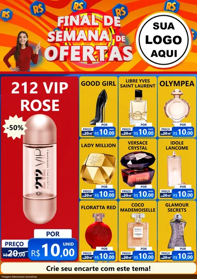 Modelo de Encarte para Encarte A4 Vertical com o tema Final de Semana de Ofertas para Perfumes