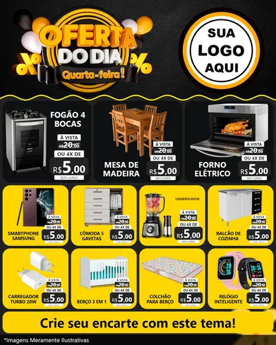 Modelo de Rede Social para Feed Instagram com o tema Oferta do Dia - Quarta Feira! para Móveis e Eletro