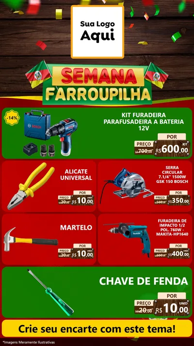 Modelo de TV para TV Vertical com o tema Semana Farroupilha para Maquinas e Ferramentas