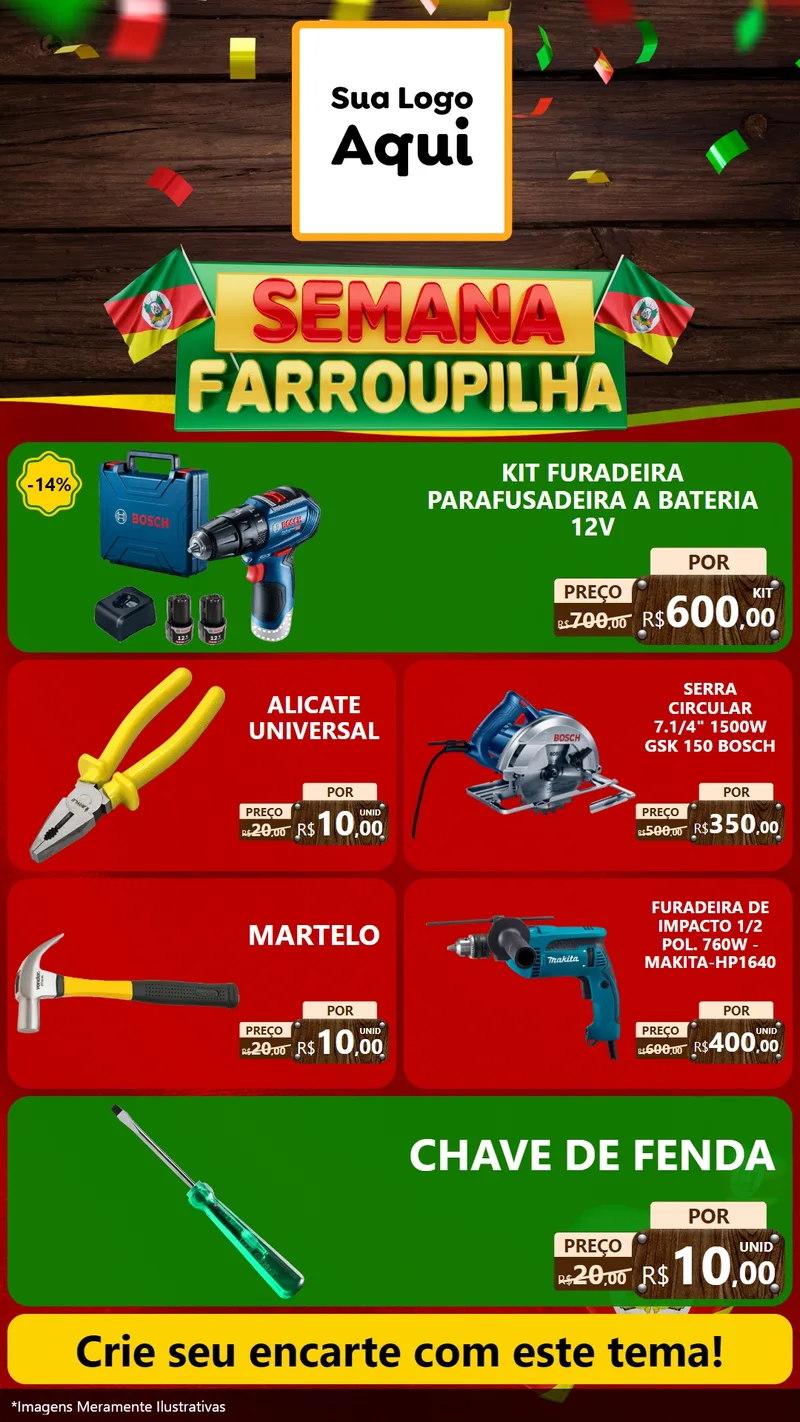 Modelo de TV para TV Vertical com o tema Semana Farroupilha para Maquinas e Ferramentas