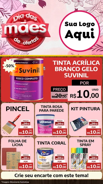 Modelo de Rede Social para Stories com o tema Dia Das Mães De Ofertas para Tintas e Ferramentas