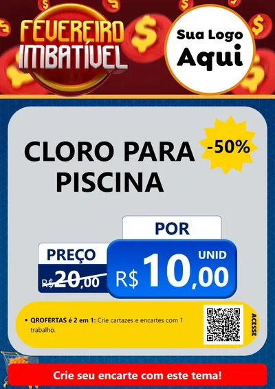 Modelo de Cartaz para Cartaz A4 Vertical com o tema Fevereiro Imbatível para Produtos para Piscina