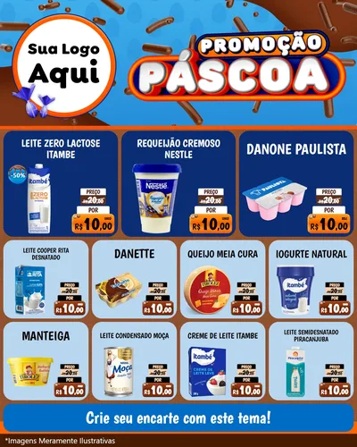 Modelo de Rede Social para Feed Instagram com o tema Promoção Páscoa para Frios e Laticínios