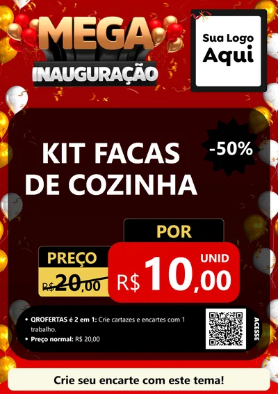 Modelo de Cartaz para Cartaz A4 Vertical com o tema Mega Inauguração para Utilidades Domésticas