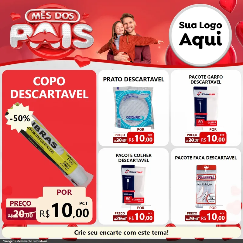 Modelo de Rede Social para Feed Facebook com o tema Mês dos Pais para Embalagens