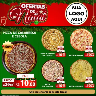 Modelo de Rede Social para Feed Facebook com o tema Ofertas de Natal para Pizzaria