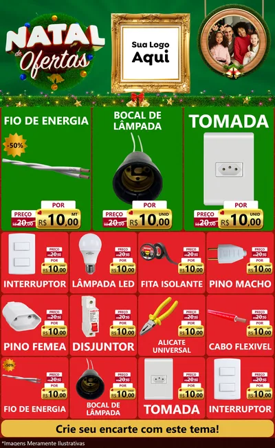 Modelo de Encarte para Encarte Grande com o tema Natal de Ofertas para Materiais Elétricos