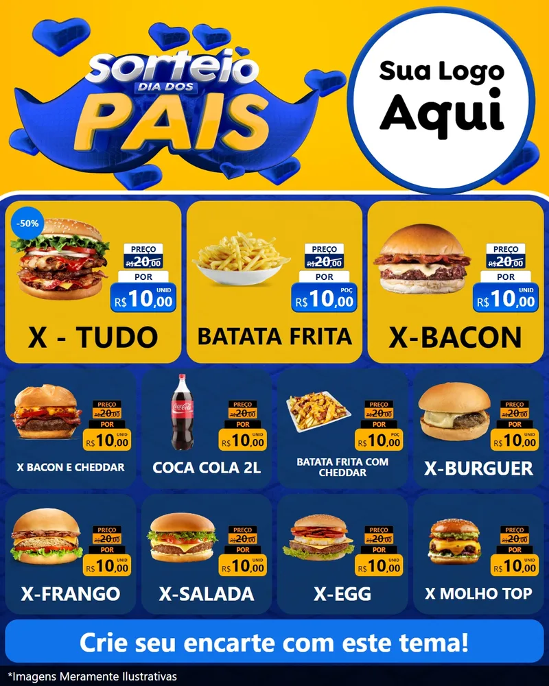 Modelo de Rede Social para Feed Instagram com o tema Sorteio Dia dos Pais para Hamburgueria