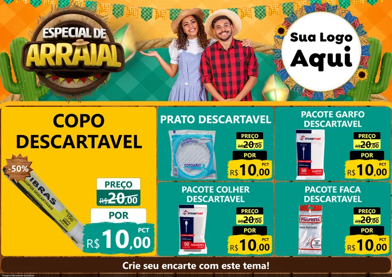 Modelo de Encarte para Encarte A4 Horizontal com o tema Especial De Arraial para Embalagens