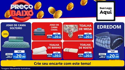 Modelo de TV para TV Horizontal com o tema Preço Baixo para Cama, Mesa e Banho