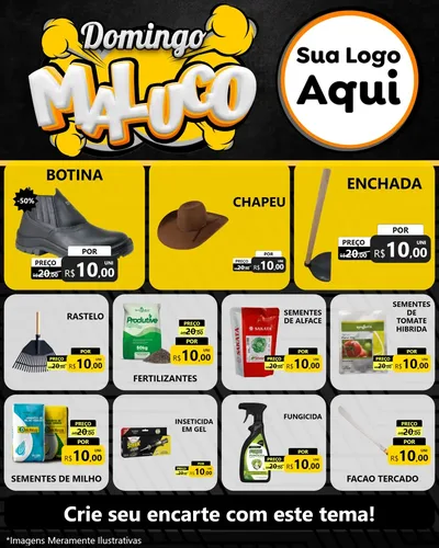 Modelo de Rede Social para Feed Instagram com o tema Domingo Maluco para Agropecuária