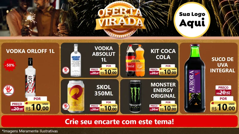 Modelo de TV para TV Horizontal com o tema Oferta da Virada para Distribuidora de bebidas