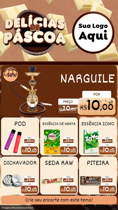 Modelo de Rede Social para Stories com o tema Delícias de Páscoa para Tabacaria