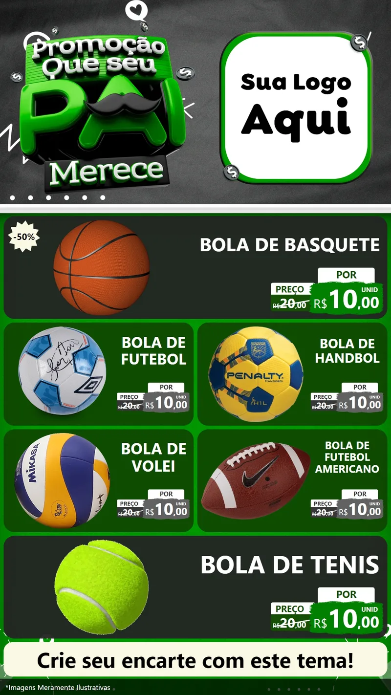 Modelo de TV para TV Vertical com o tema Promoção Que seu Pai Merece para Artigos Esportivos