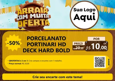 Modelo de Cartaz para Cartaz A4 Horizontal com o tema Ofertas de São João - Junina para Pisos e revestimentos
