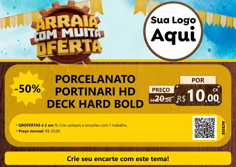 Modelo de Cartaz para Cartaz A4 Horizontal com o tema Ofertas de São João - Junina para Pisos e revestimentos