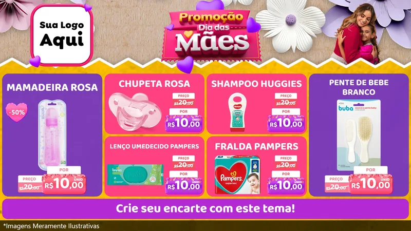 Modelo de TV para TV Horizontal com o tema Promoção Dia das Mães para Bebês