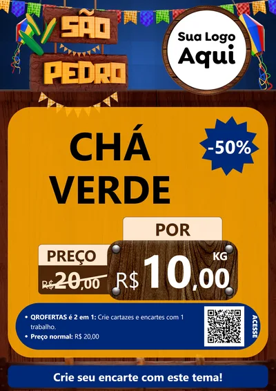 Modelo de Cartaz para Cartaz A4 Vertical com o tema São Pedro para Produtos Naturais