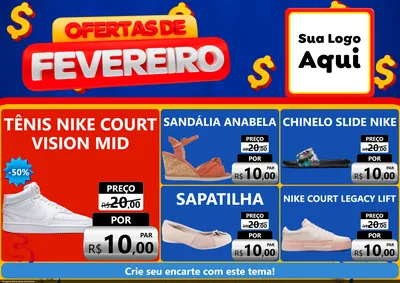 Modelo de Encarte para Encarte A4 Horizontal com o tema Ofertas de Fevereiro para Calçados
